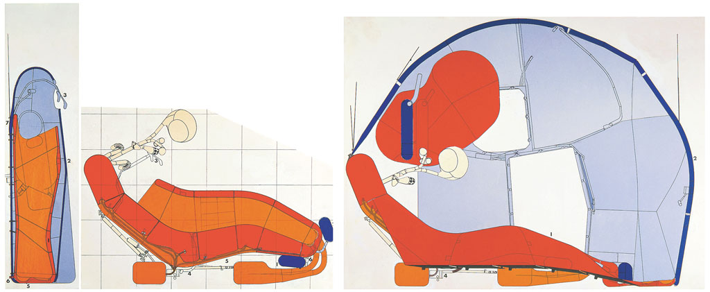 Cushicle in three states. Stages of inflating out. Michael Webb. 1966–7