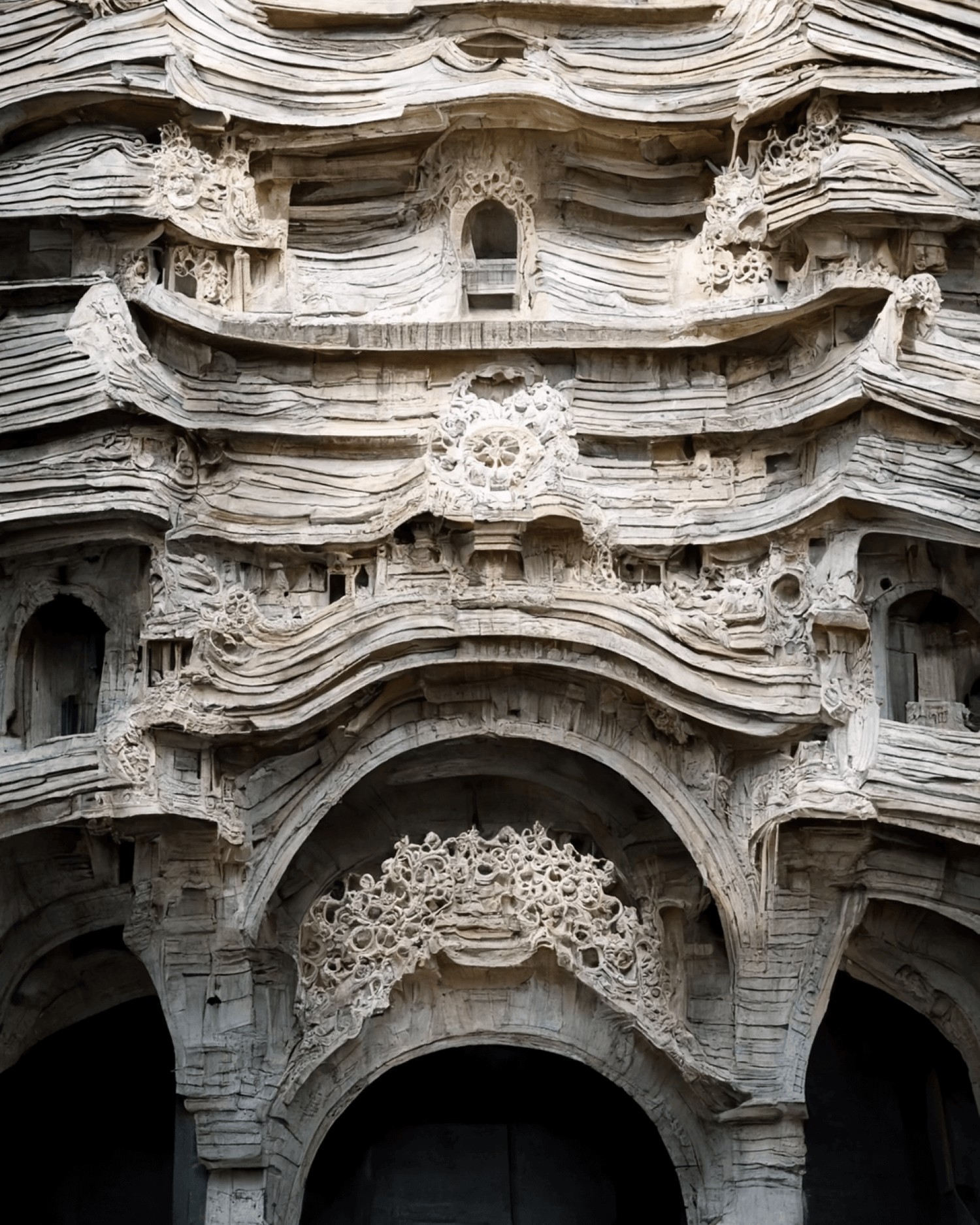 Baroque Facade Studies with Silk and Stone Tectonics by Mohammad Qasim Iqbal + Midjourney