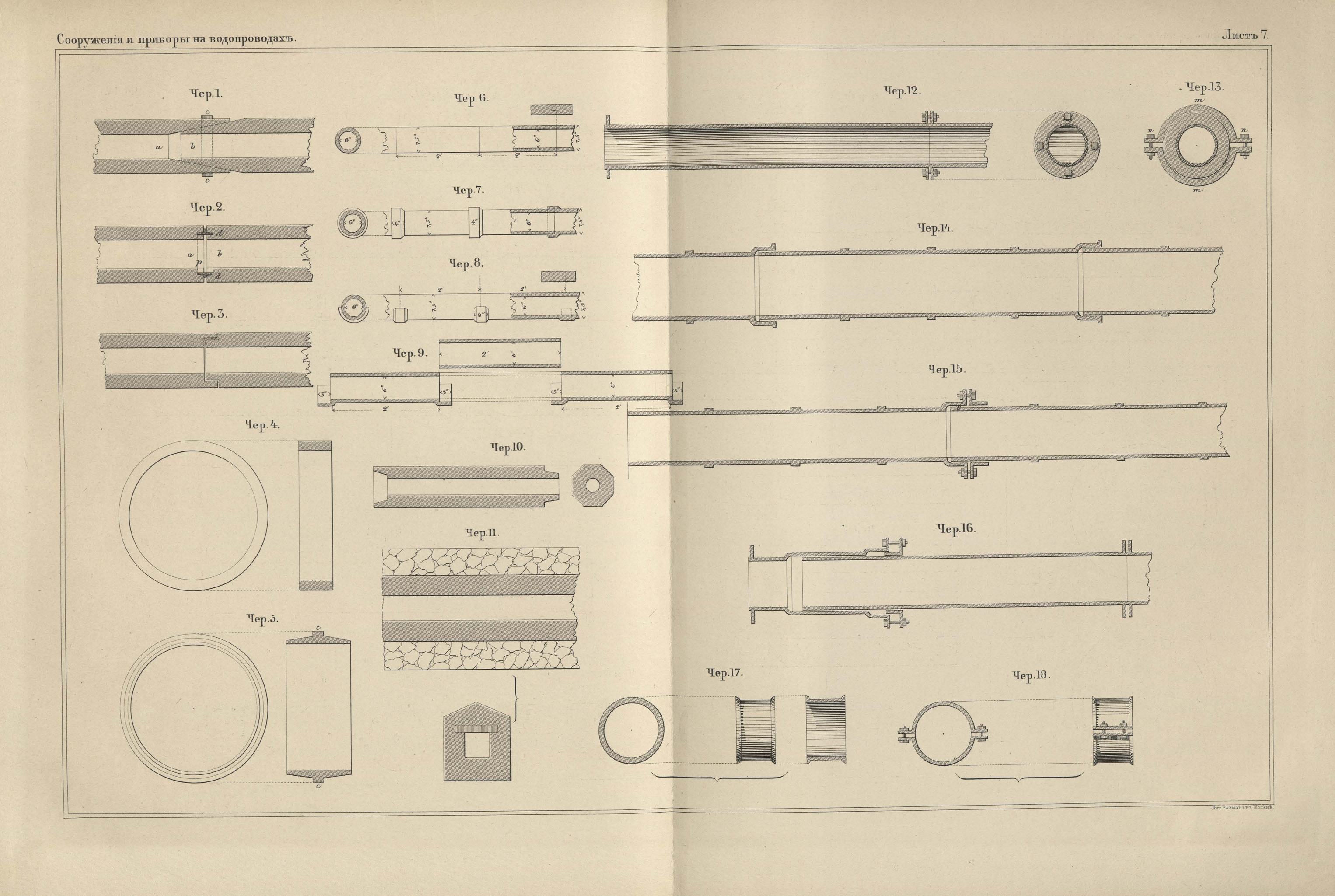 Руководство к устройству водопроводов. Чертежи / составлено бароном А. И. Дельвигом. 1857