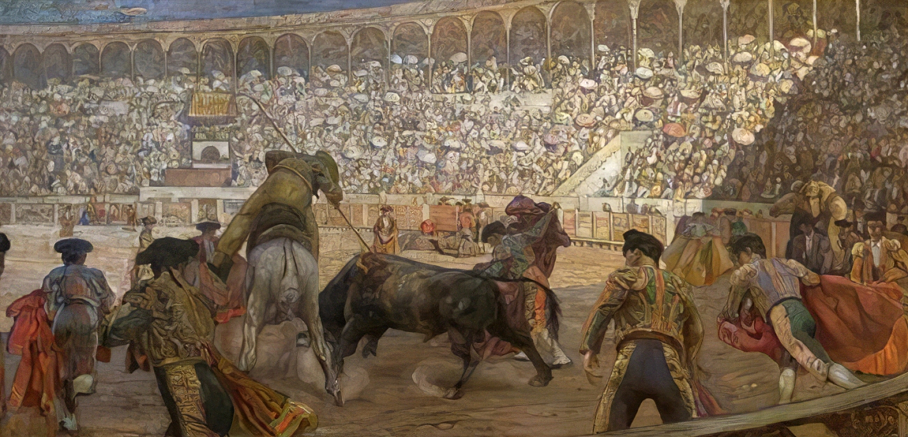 Бродский. Бой быков в Мадриде. Масло 1909 г.