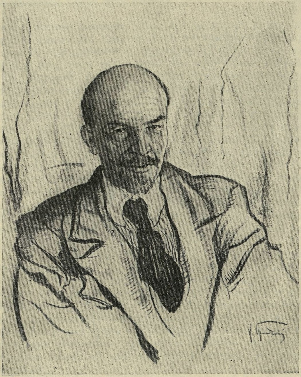 И. Бродский. Ленин. 1920 г. (Рисунок.) I. Brodski. Lénine. 1920. (Dessin.)