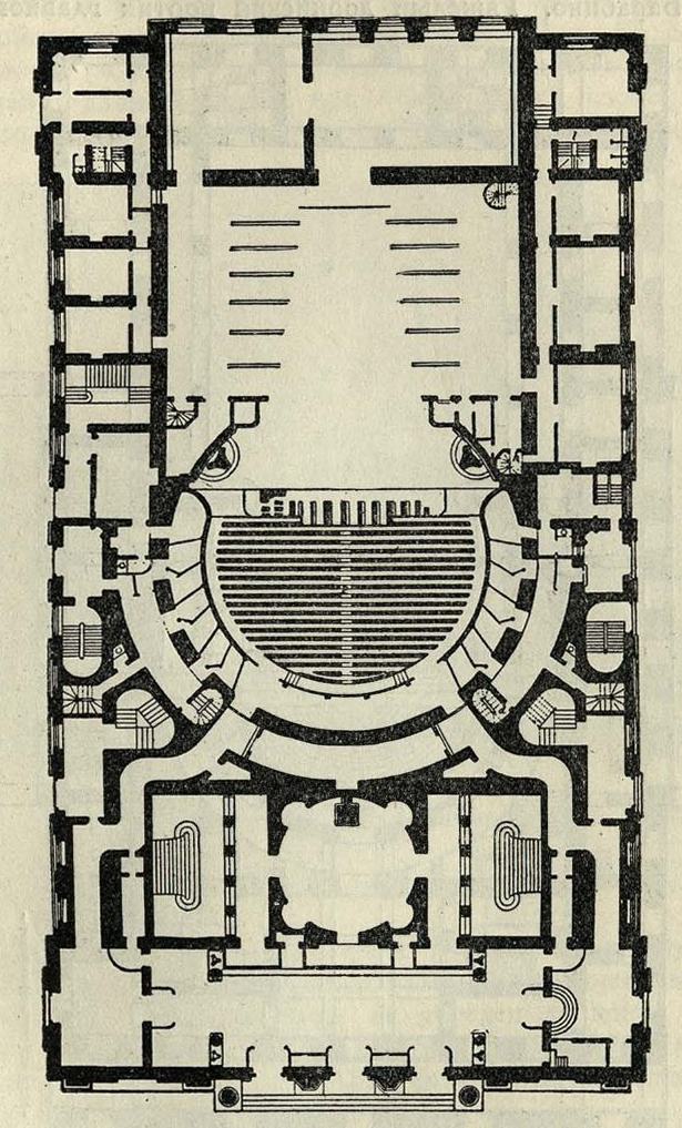Рис. 24. Театр Drury-Lane в Лондоне. Арх. В. Виатт. План 1-го этажа (по Р. Klopfer)