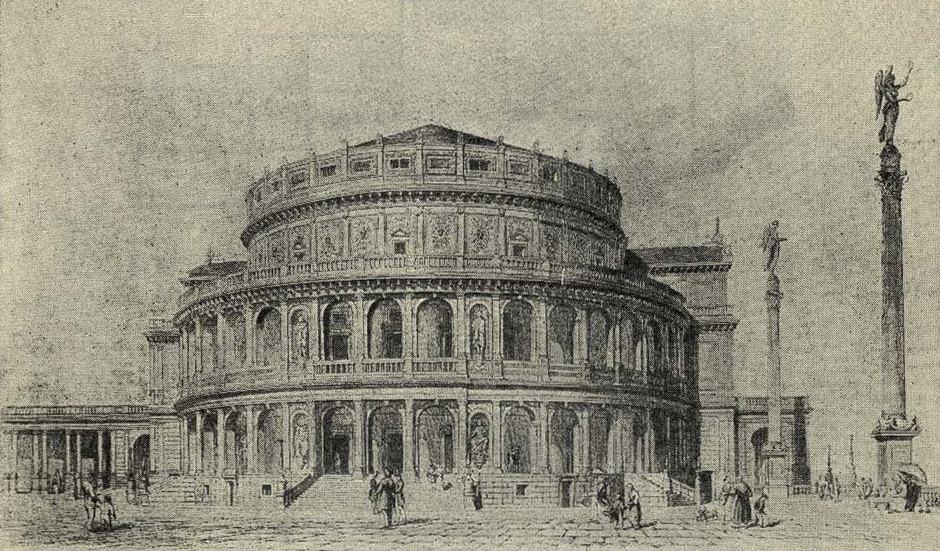 Рис. 37. Старый Гофбург-театр в Дрездене. Арх. Готфрид Земпер. Театр сгорел в 1869 г.