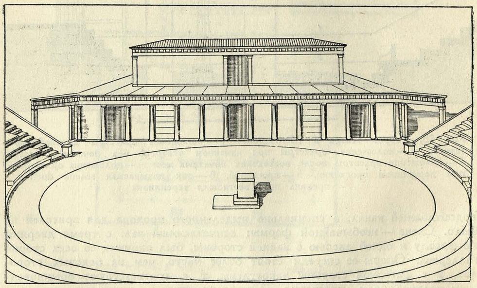 Рис. 21. Реконструкция театра в Делосе (по Дёрпфельду)