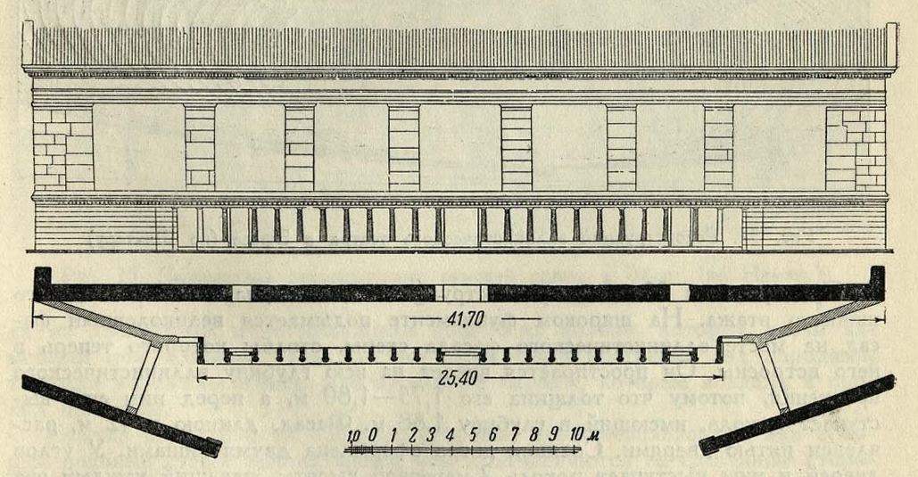 Рис. 33. План и фасад эллинистической скены театра в Эфесе