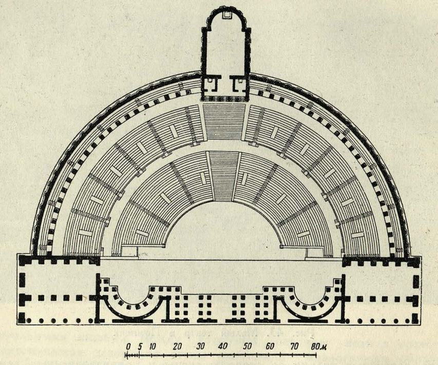 Рис. 44. План театра в Риме, построенного Помпеем