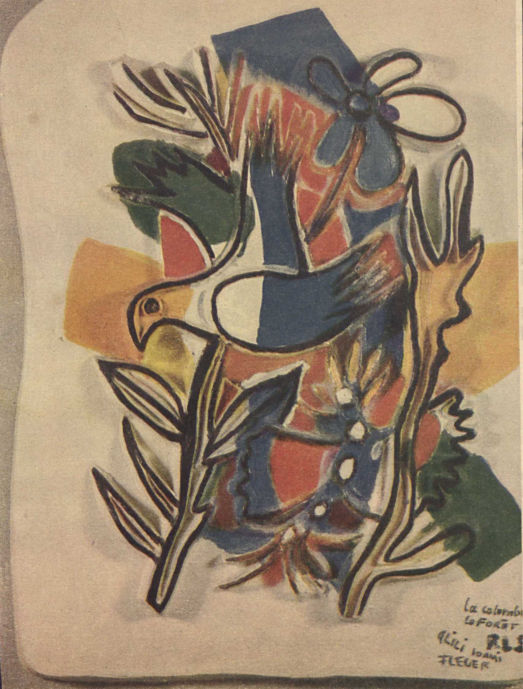 Ф. Леже. Панно «Птицы в лесу». Керамика. 1953.
