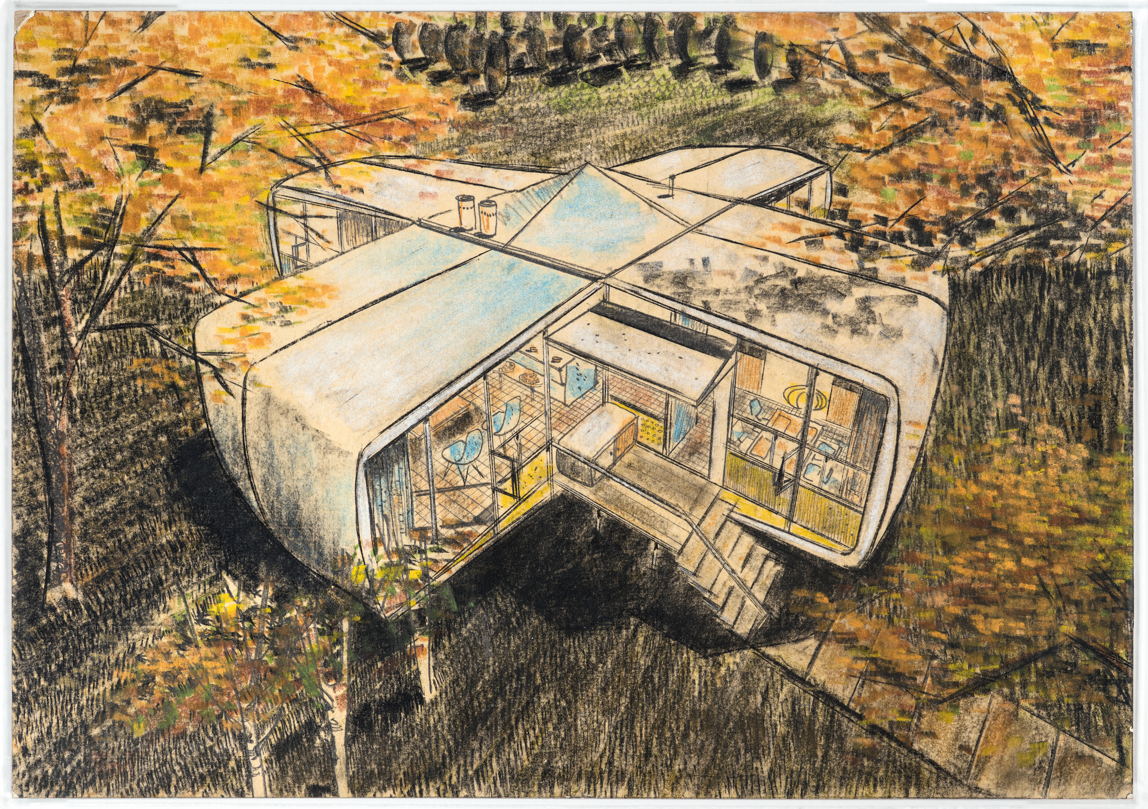 Архитектурное бюро Hamilton & Goody Architects. «Дом будущего Monsanto», 1956. Музей Массачусетского технологического института (MIT Museum). Дар Goody Clancy. Изображение предоставлено MIT Museum. Hamilton & Goody Architects, Monsanto House of the Future, 1956, MIT Museum, gift of Goody Clancy, photo courtesy MIT Museum.