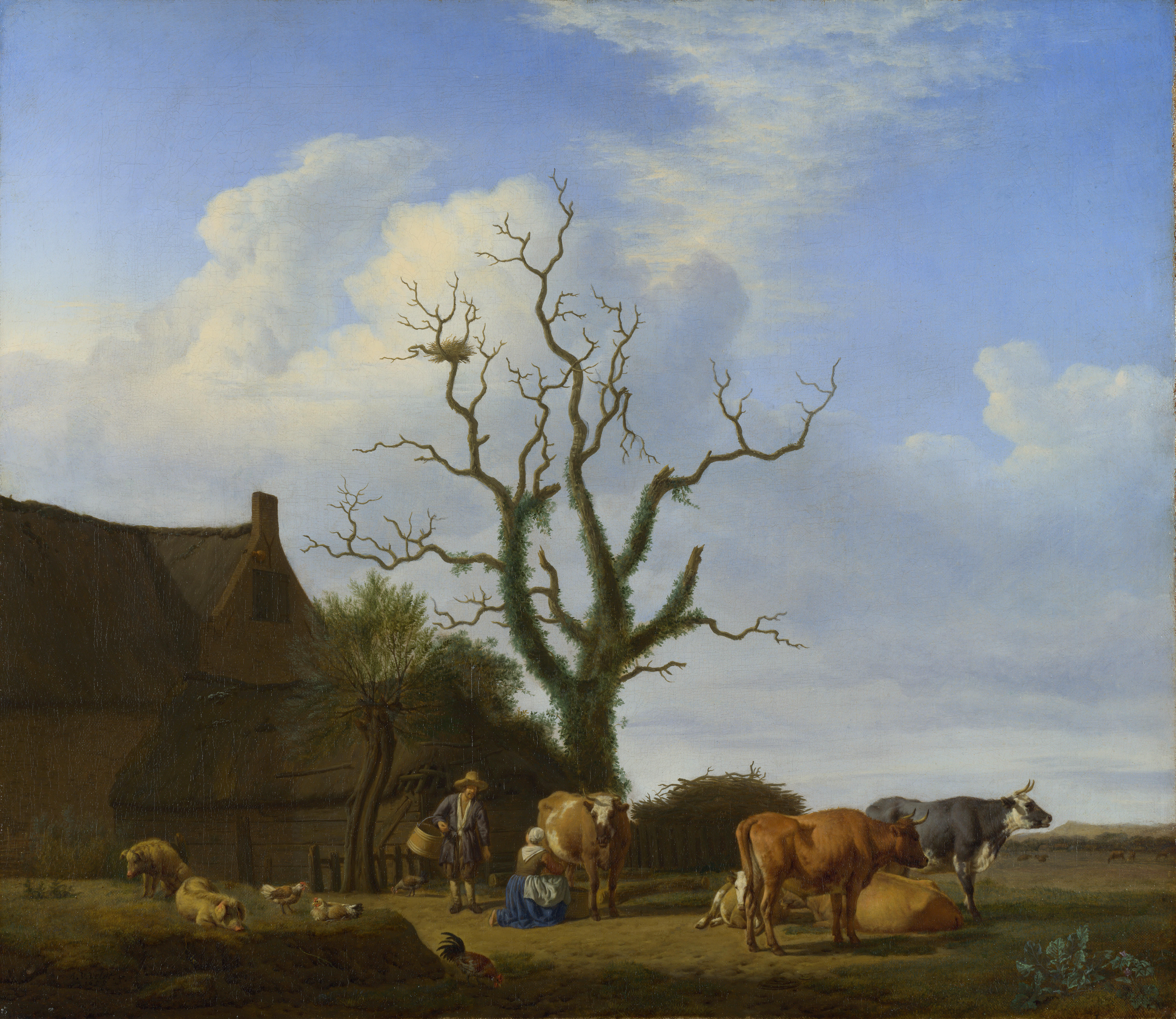 Адриан ван де Велде «Ферма с засохшим деревом» (1658). Источник: The National Gallery