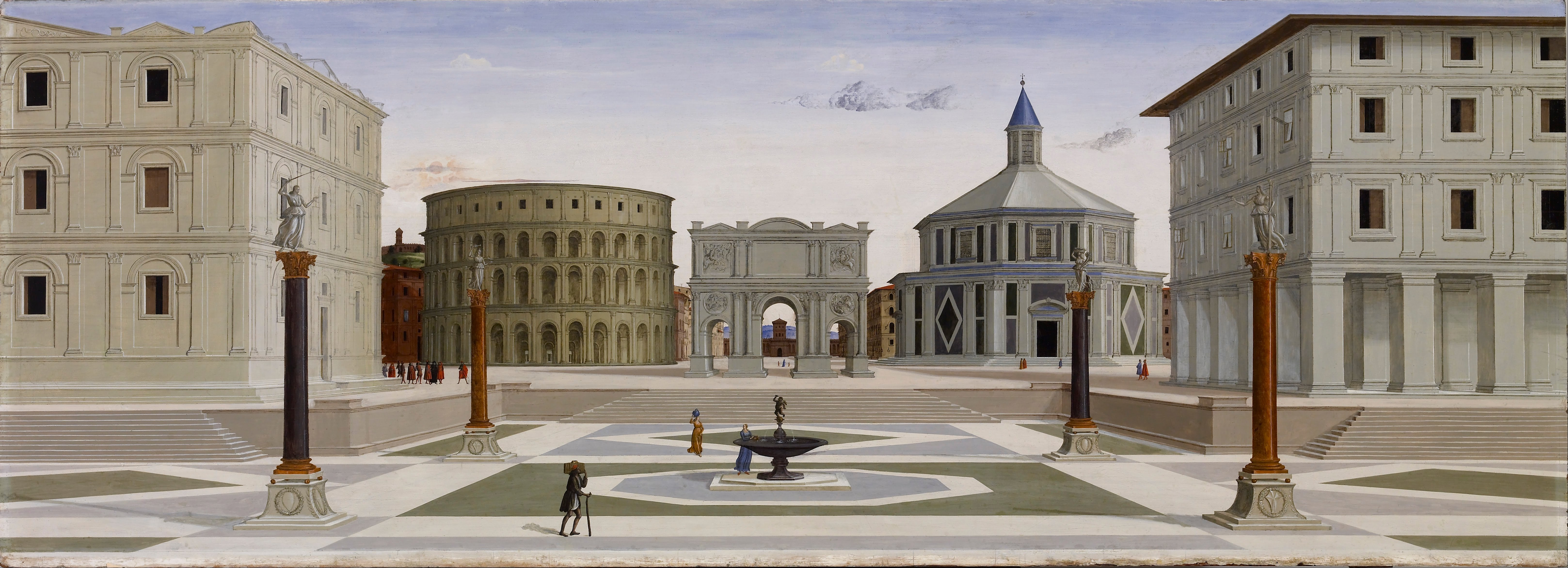 Artist: Central Italian artist for an Urbino patron (Italian). The Ideal City (Città Ideale), ca. 1475-90. Source: The Metropolitan Museum of Art