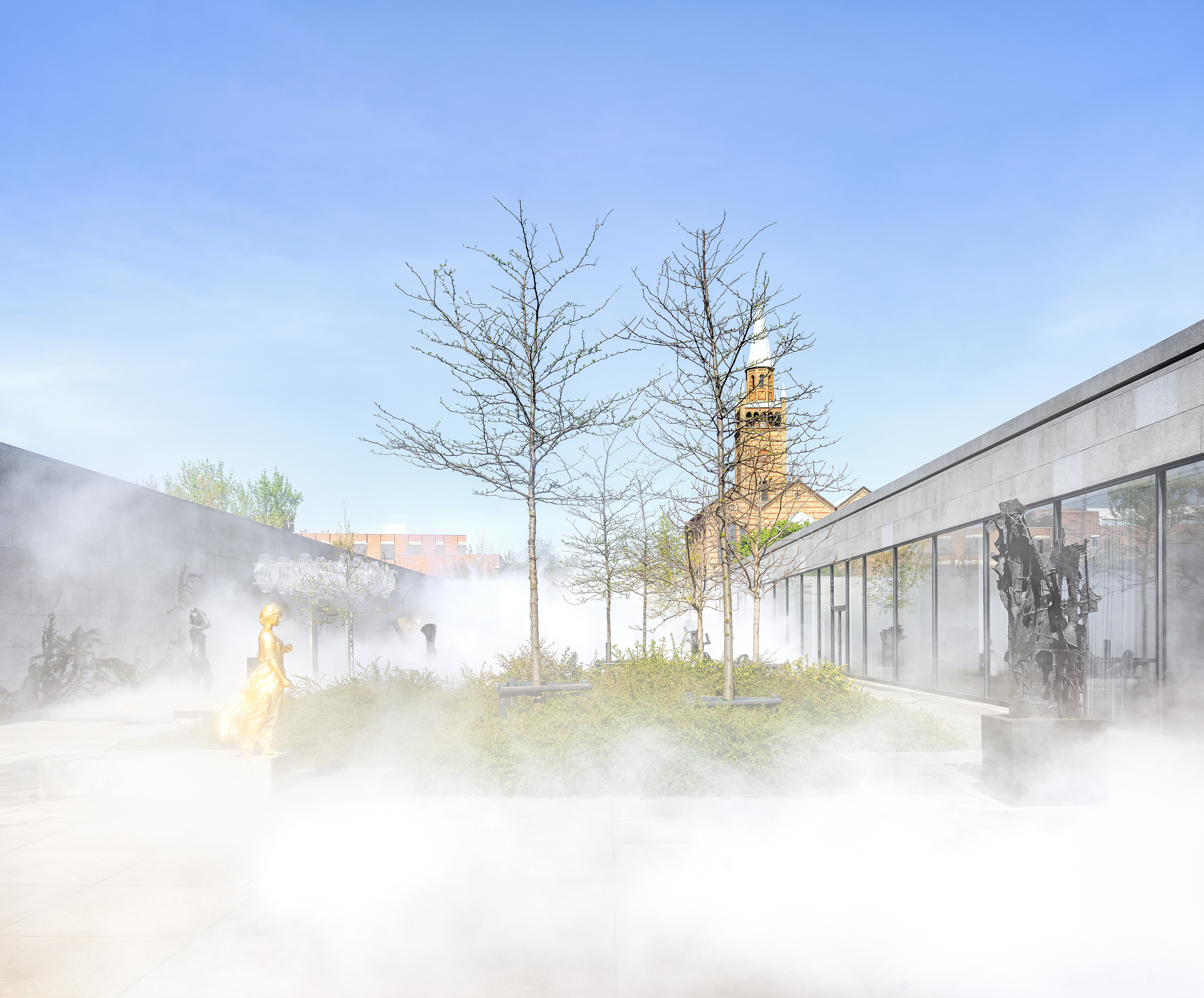 Fujiko Nakaya, Installation view, Neue Nationalgalerie, 2025, © Neue Nationalgalerie – Stiftung Preußischer Kulturbesitz / David von Becker