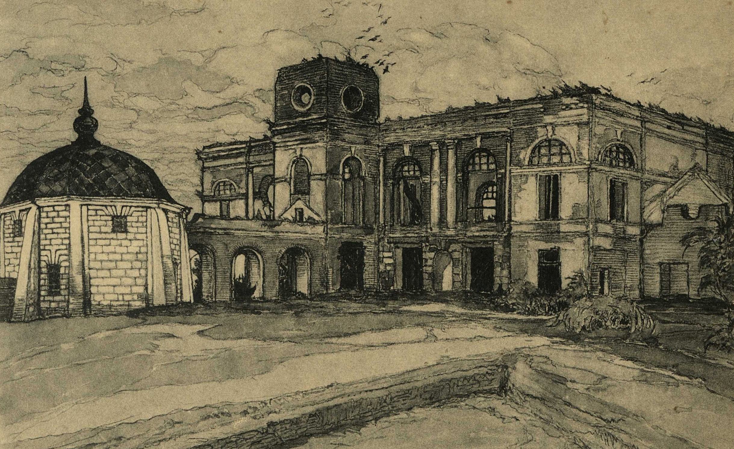 Курск. Коренная Пустынь. Ярмарочный дом, построен. в 1793–1812 г.г. арх. Д. Гваренги : Koursk. Caravan-Sérail, batie par D. Guarenghi : [Открытка] / Г. К. Лукомский