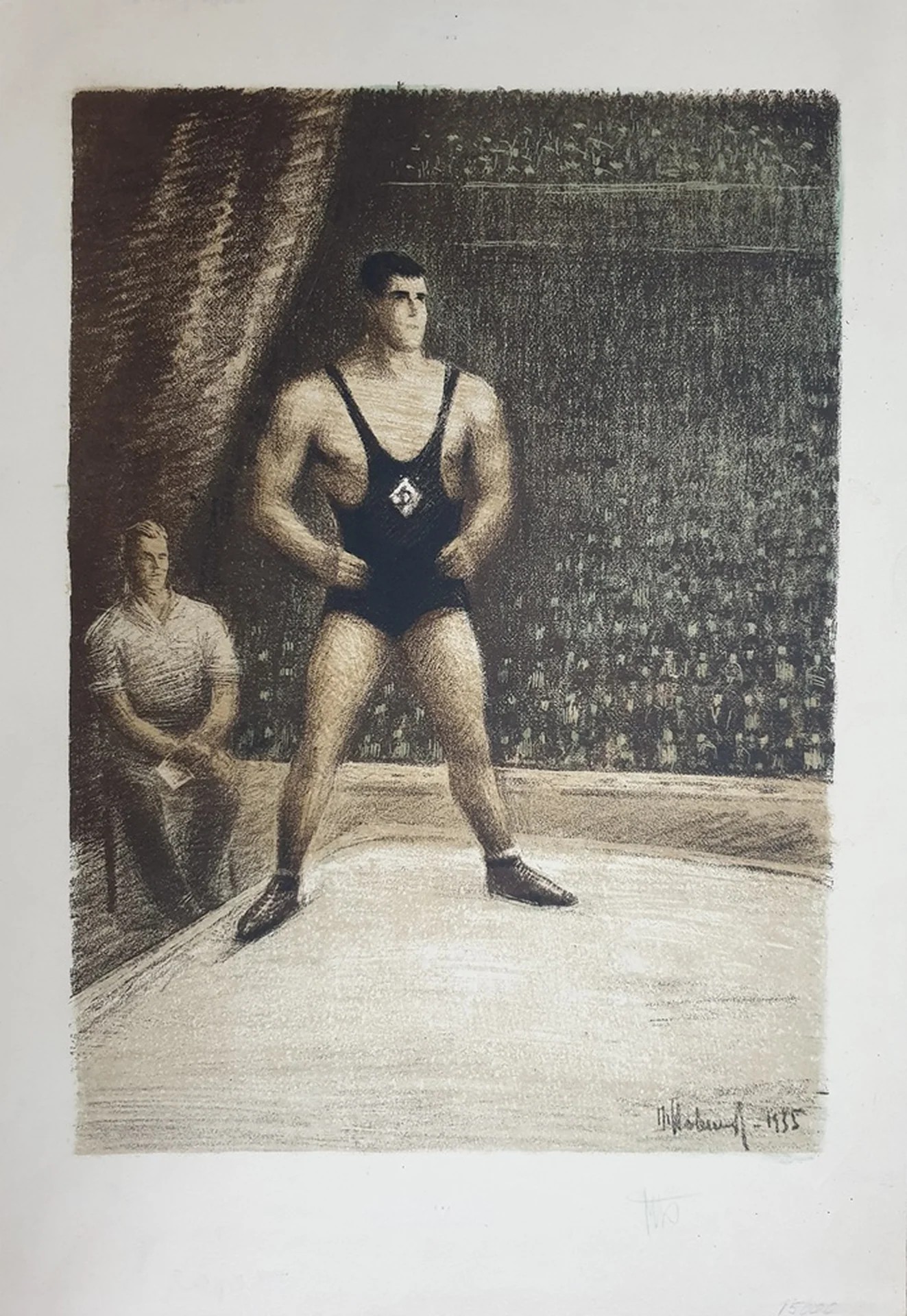 Новиков П. В. Борец средневик Золоть. Авторская литография, 35×25 см. 1935