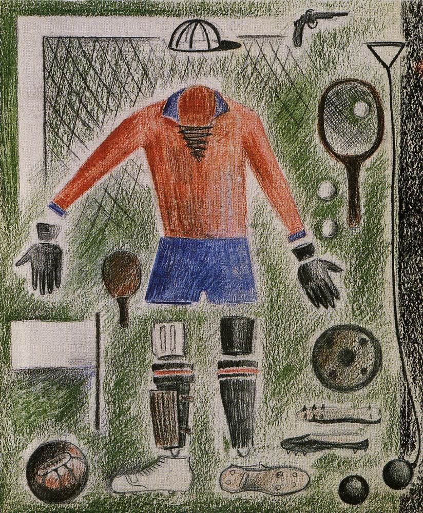 Новиков П. В. Макет книги «Стадион». Лист 2. 1929. Бумага, цветной карандаш, графитный карандаш. 22,5 × 19,1. Государственный Русский музей