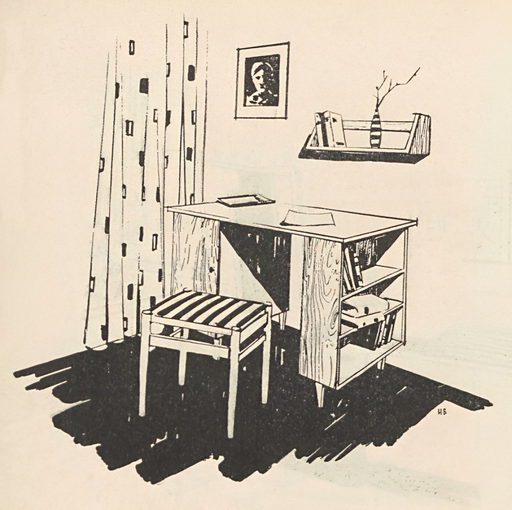 Рис. 10. Сочетание эстампа с небольшой книжной полкой создает выразительную композицию.