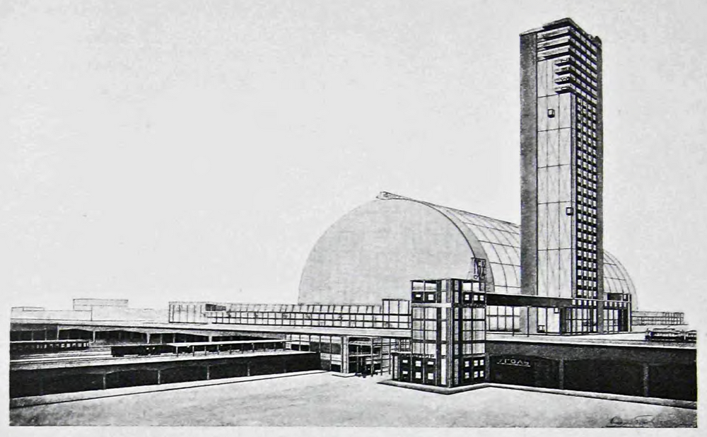 Проект центрального вокзала. Москва, А. К. Буров. Перспектива.