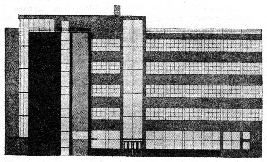 Проект Ночлежного дома. Москва. И. А. Голосов и Г. Г. Вегман. Фасад.