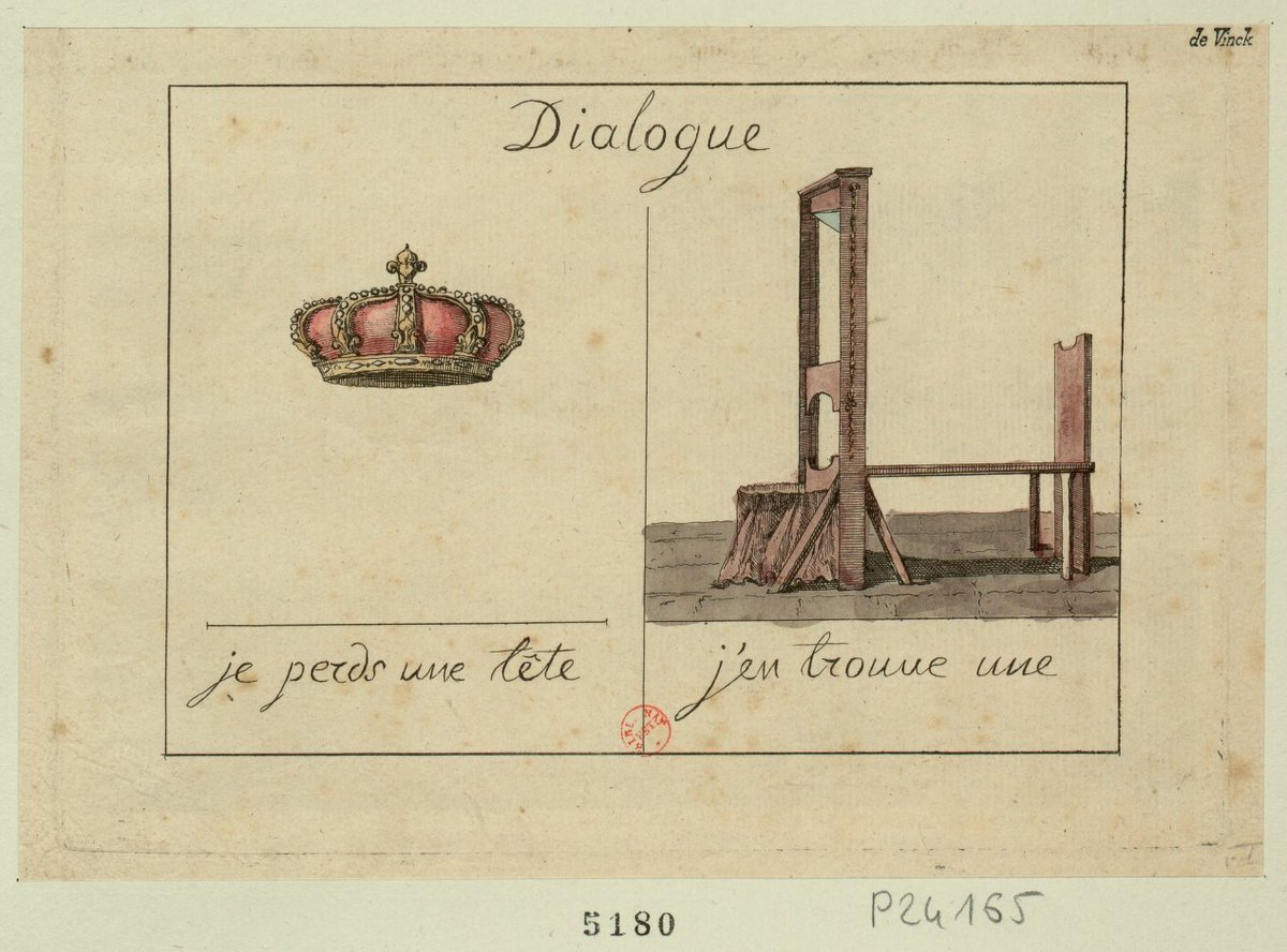 Диалог. Корона: «Я потеряла голову»; Гильотина: «А я нашла одну» (1793)