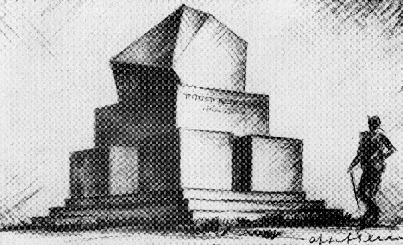 Эскиз памятника, навеянный гравюрой Дюрера
