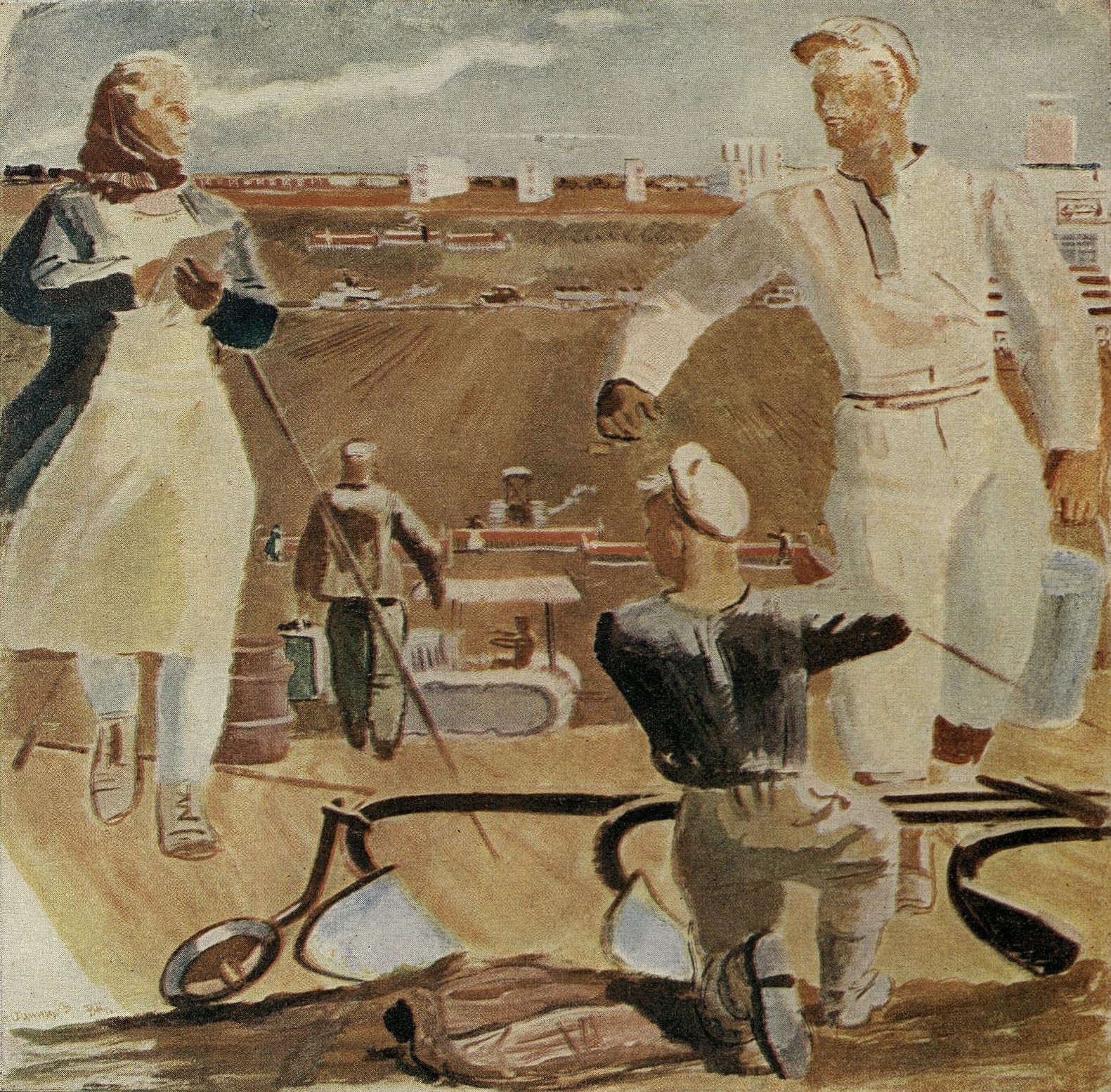 В. Одинцов. Эскиз панно для выставки «Наши достижения» в Москве. 1934