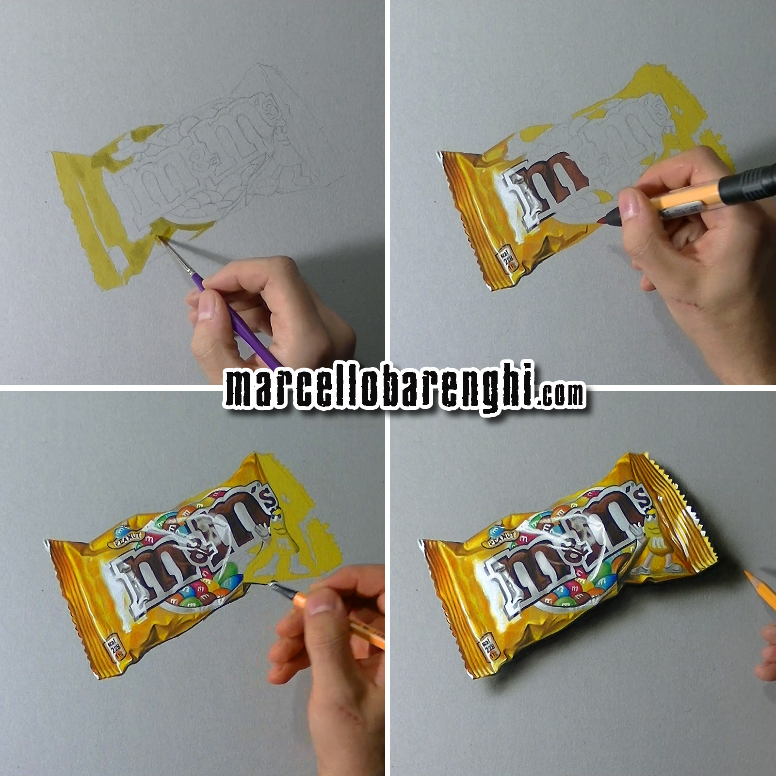 © Marcello Barenghi. Упаковка M&M's (A bag of M&M's). Время рисования: 4 часа 45 минут