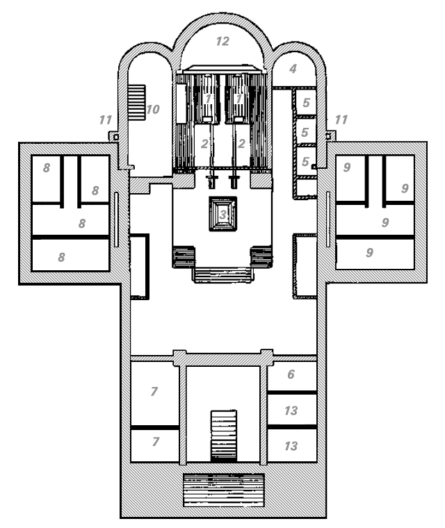 Донской крематорий, план кремационного отделения (полуподвальный этаж)