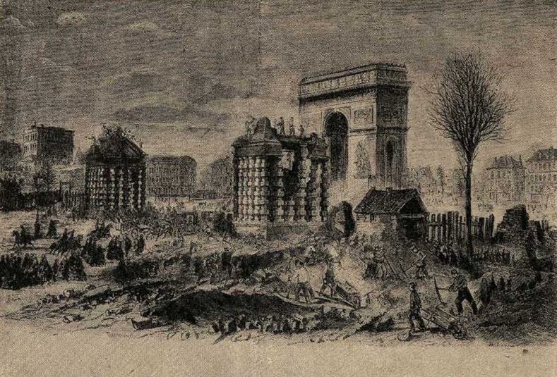 Разрушение заставы Этуаль в 1859 г. Иллюстрация из «Monde illustré», 1859