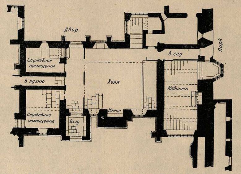 Дербишир (1250—1400). Хадон-холл. План 1-го этажа