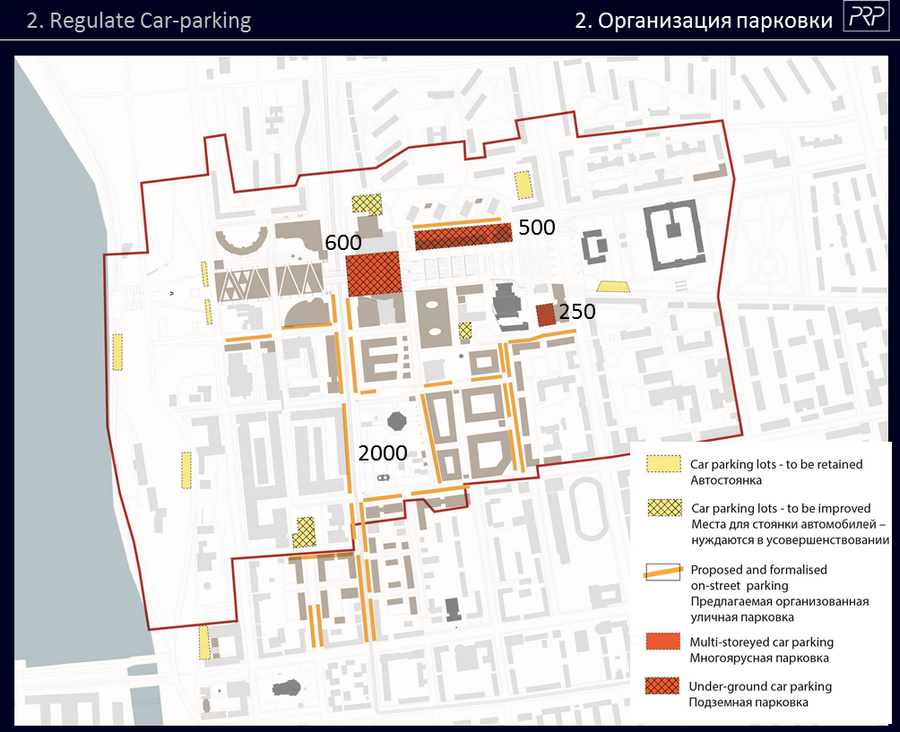 парковки в центре Ижевска на 3-4 тысячи машино-мест