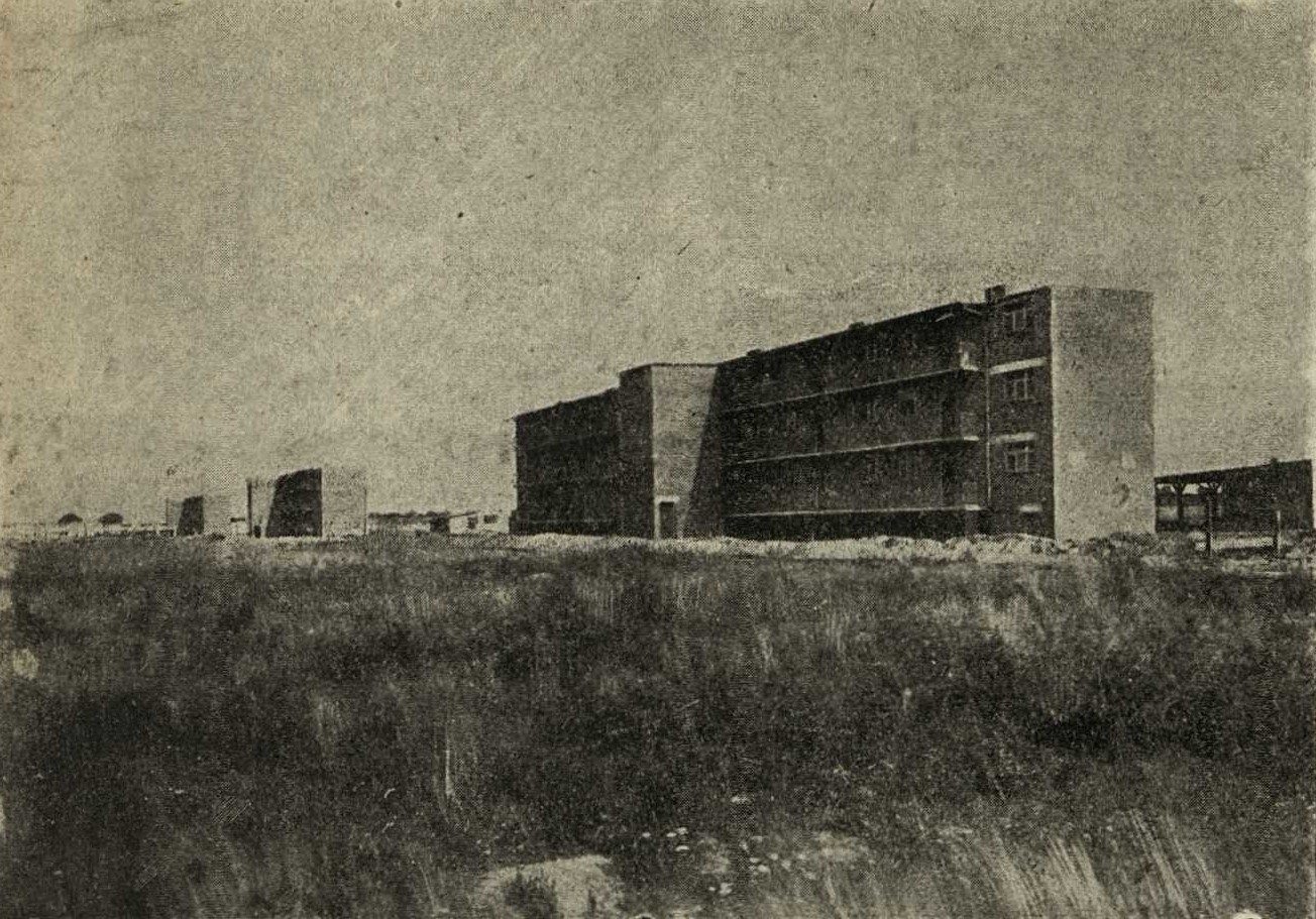 Общий вид. 90 рабочих квартир в Дессау-Тöртен. Коллективная работа студентов Баухауза. 1930