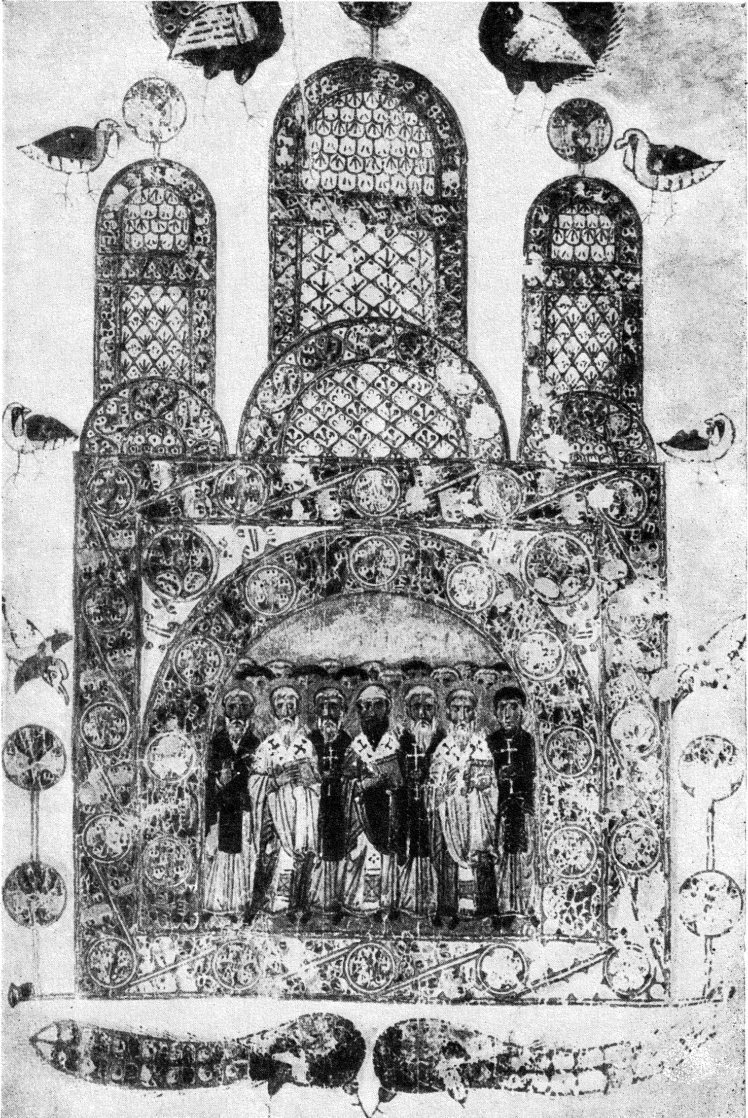 Рис. 25. Изображение церкви на миниатюре «Изборника» Святослава 1073 г. (лист 3)