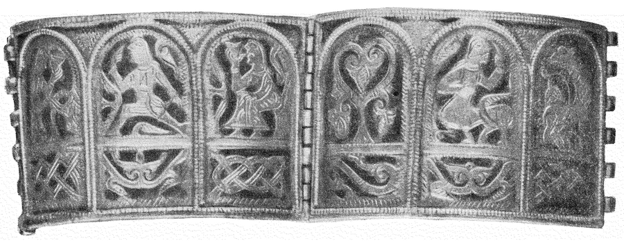 Рис. 1. Изображение мудрого кентавра («Китовраса») с серебряного браслета XII в. из Калинина