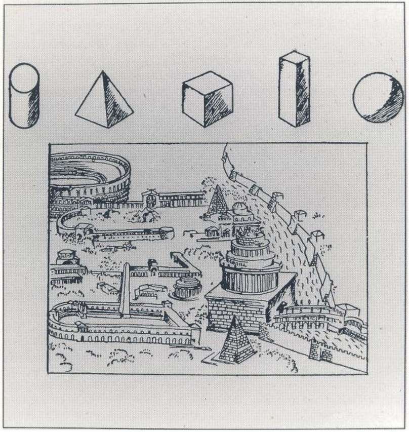 2. Sketch from Vers une architecture of primary solids and Ancient Rome: the abstraction of principles from tradition.