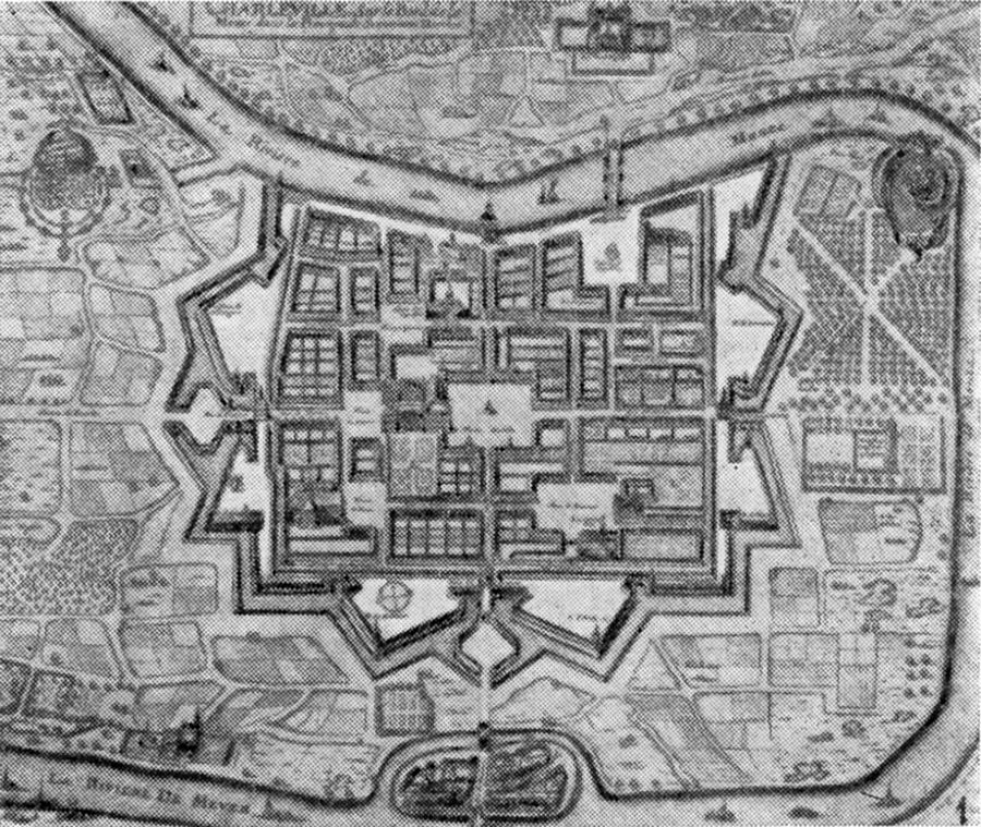 Шарлевиль, 1608 г. (княжество Д’Арм), К. Метезо, план города