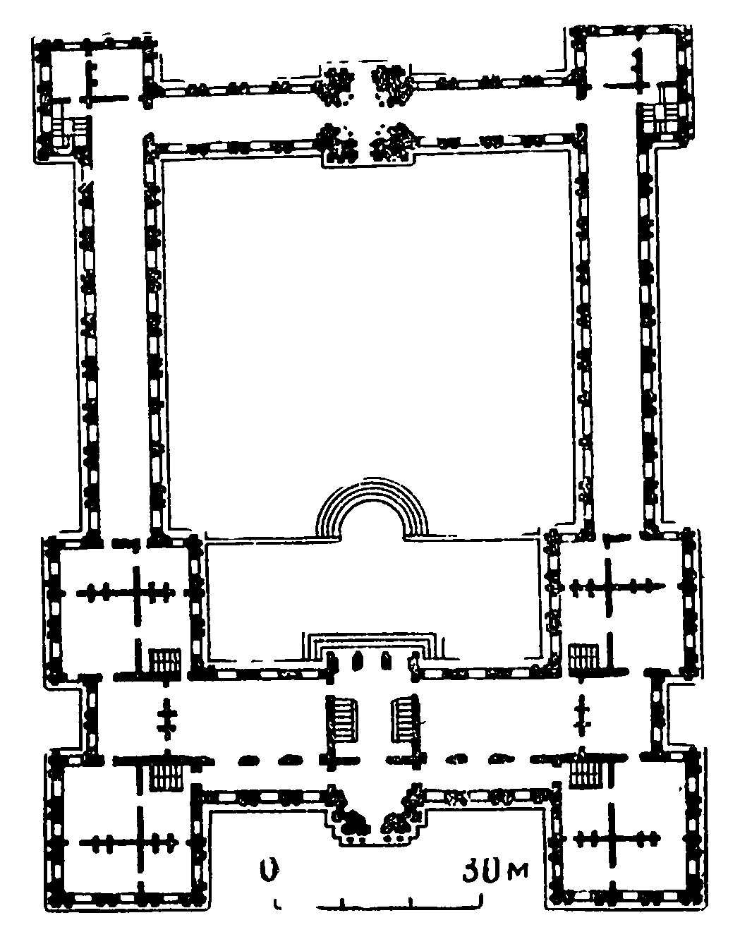 6. Париж. Люксембургский дворец, 1611 г., С. де Бросс. План и фасад