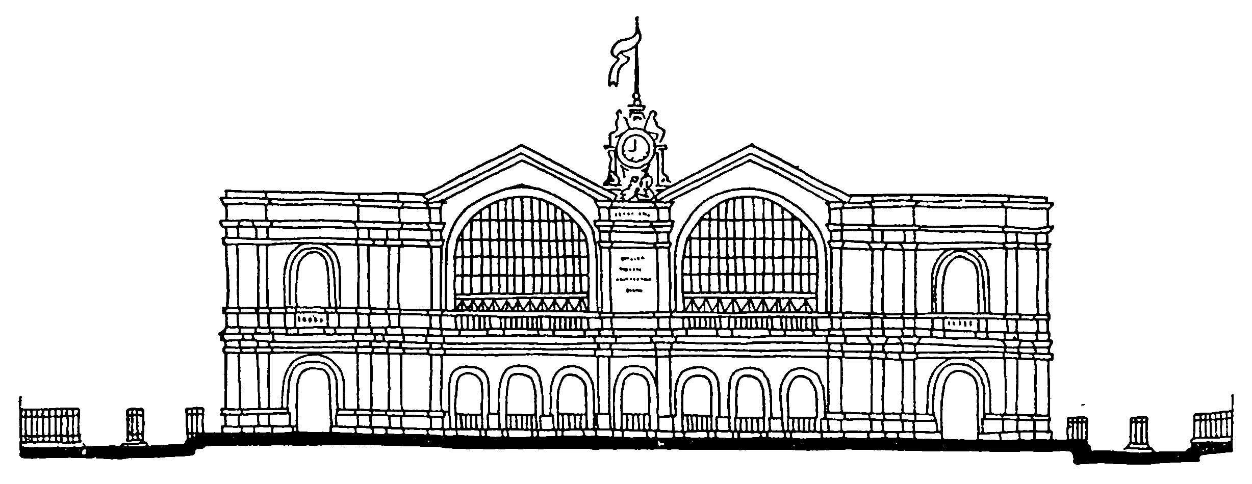 32. Париж. Вокзал Монпарнас, 1850—1852 гг. В. Ленуар. Фасад
