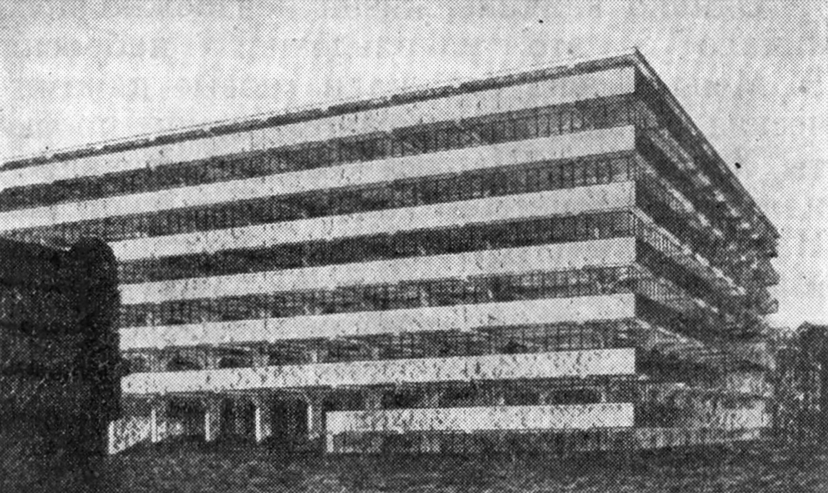 2. Административное здание из железобетона, 1922 г. Арх. Мис ван дер Роэ. Проект