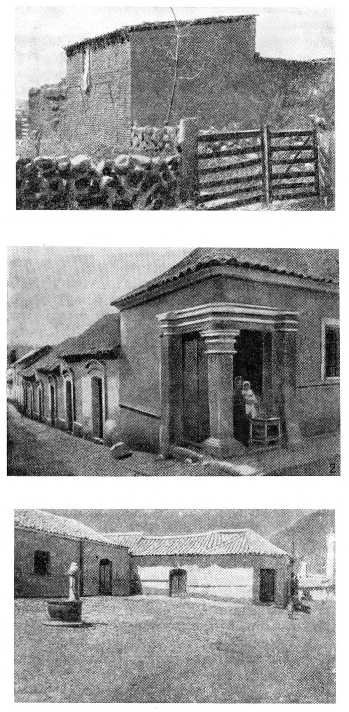 4. 1 — Тихуанака, дома индейцев из адобы; 2, 3 — Потоси, дома на уличке Санта-Моника и на площади предместья Сан-Мартин