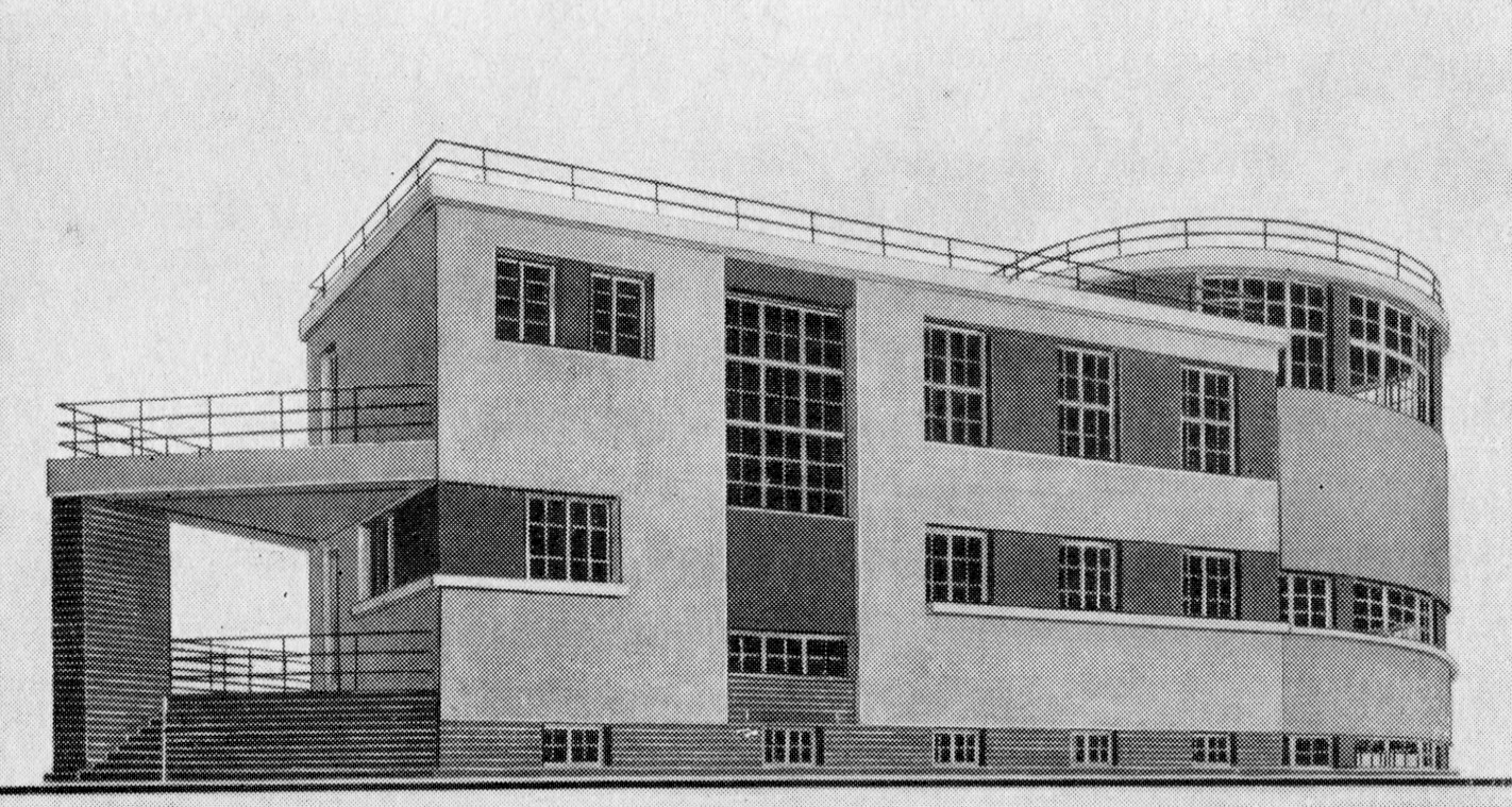 Перспектива прозекторской (выполнена арх. Я. О. Рубанчиком) и фотография выстроенного здания со стороны больничной территории