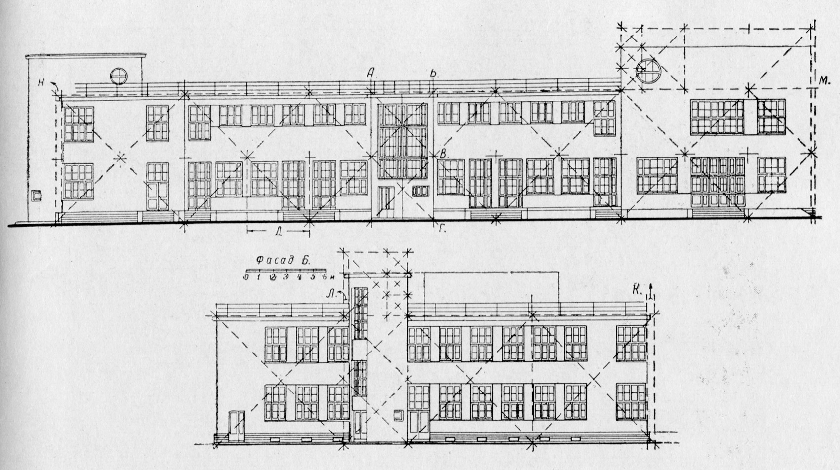 Схема пропорций двух фасадов изоляционного павильона