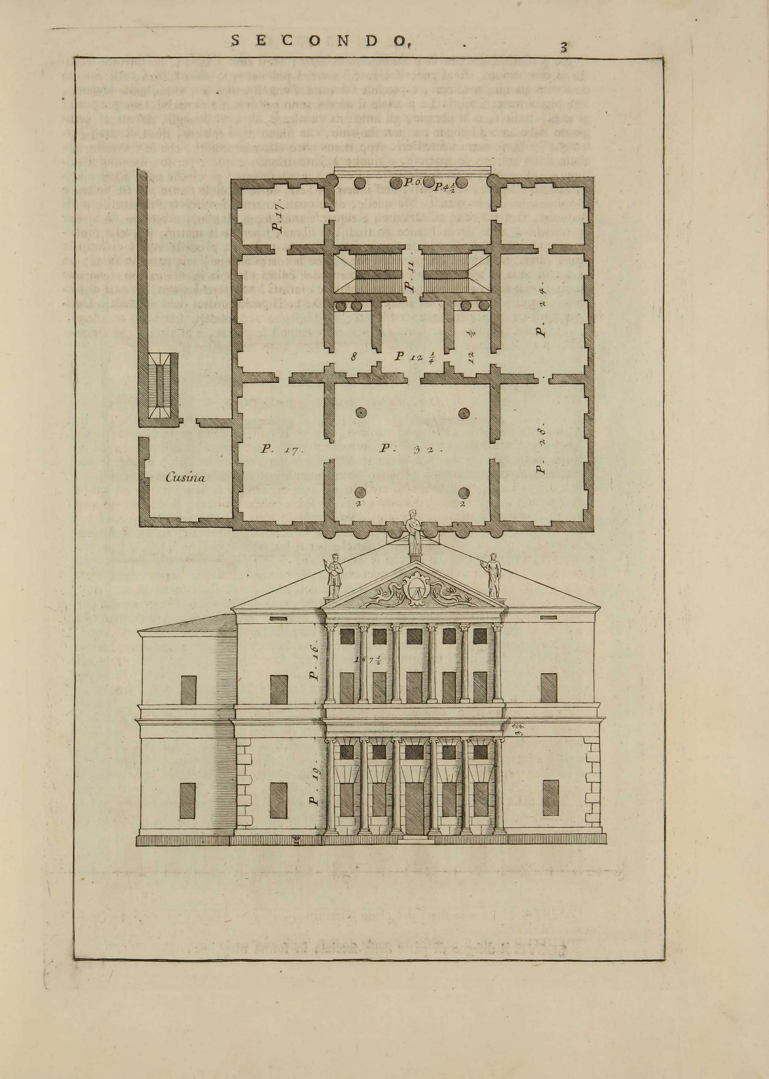 I quattro libri dell'architettura di Andrea Palladio. Ne' quali dopo un breue trattato de' cinque ordini, & di quelli auertimenti, che sono piu necessarij nell fabricare; si tratta delle case priuate, delle vie, de i ponti, delle piazze, de i xisti, et de' tempij. — In Venetia : Appresso Dominico de' Franceschi, 1570