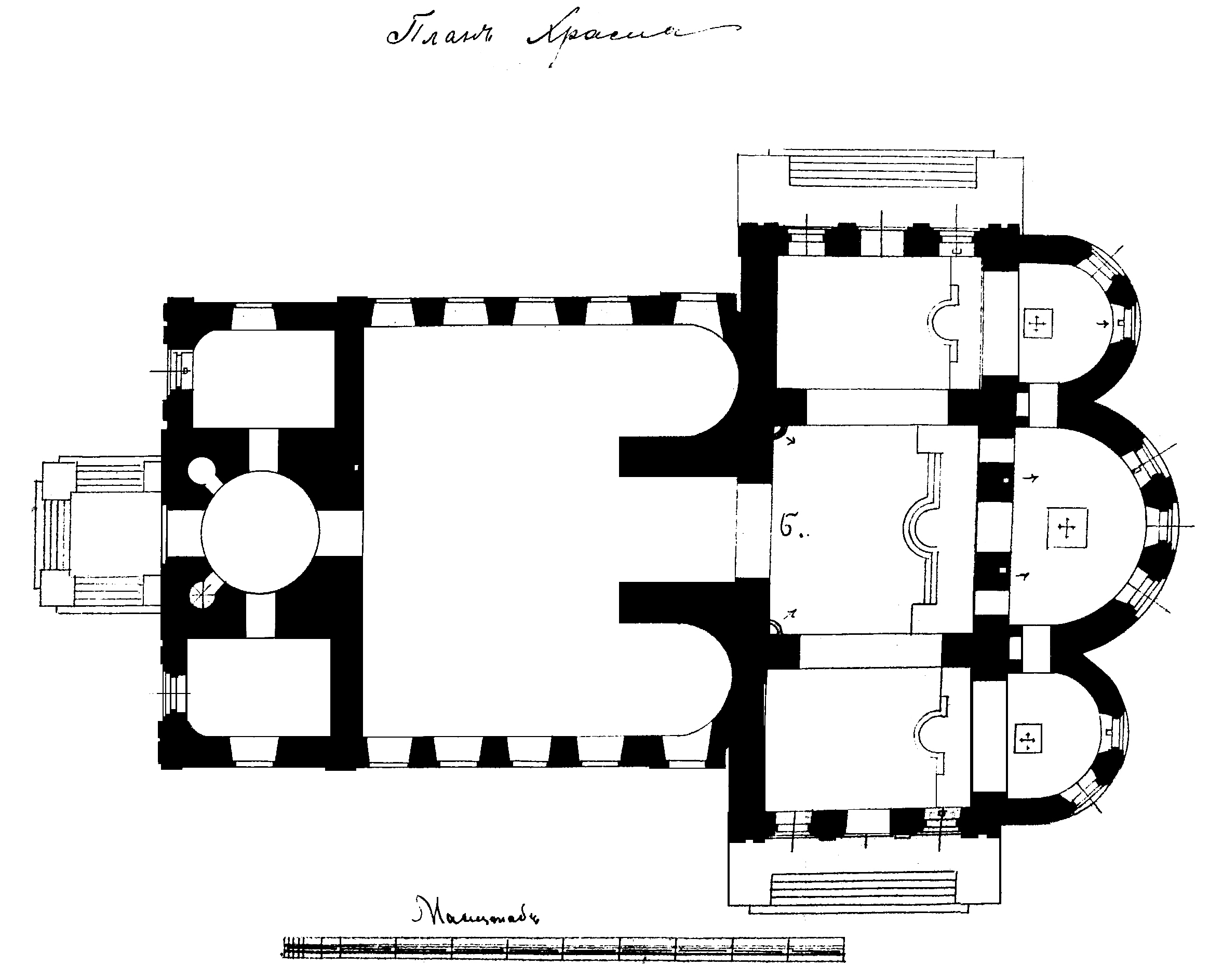 Рисунок 4. Реконструкция плана церкви на сер. XIX в.