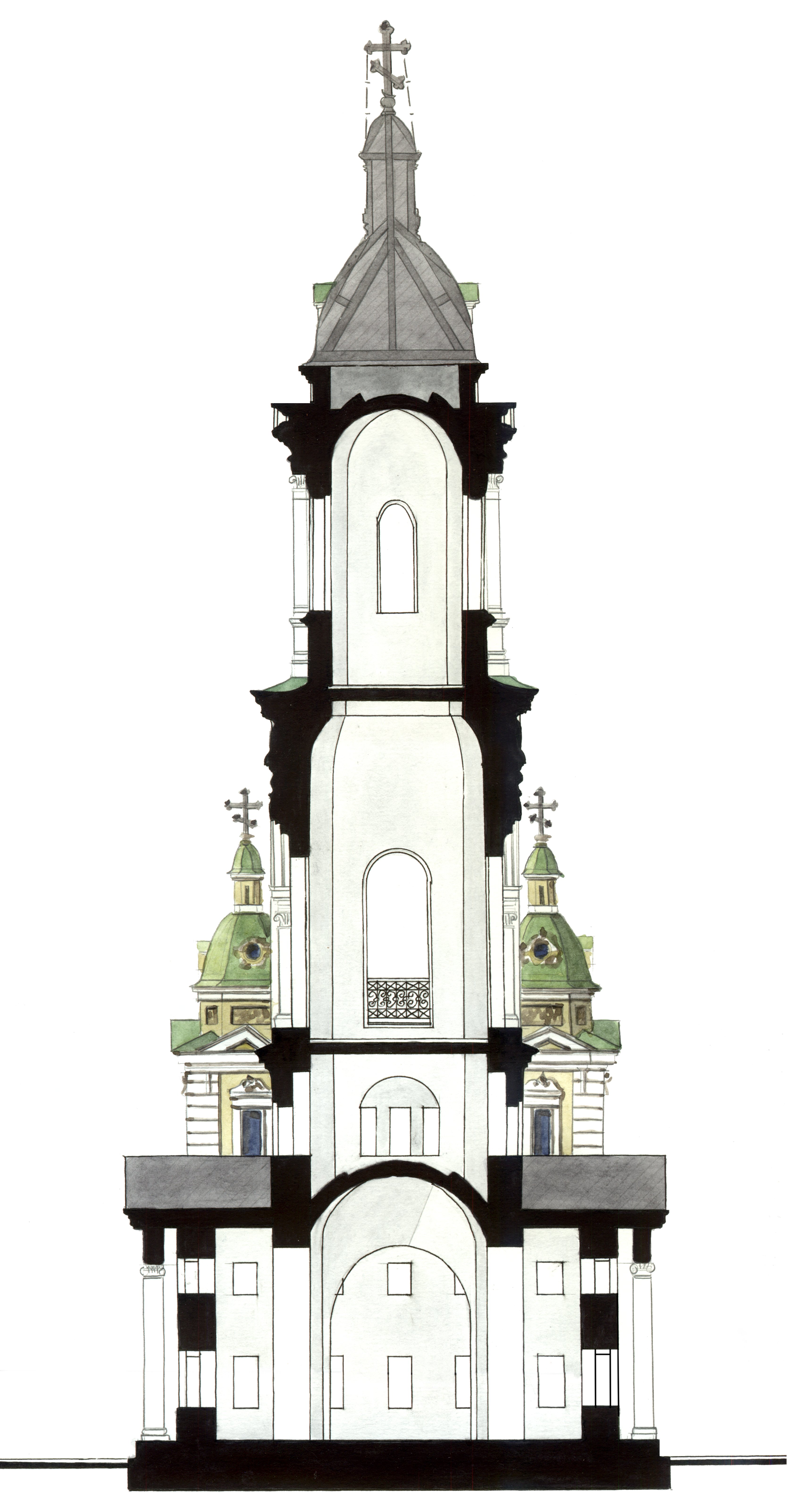 Проект на перестройку колокольни Петропавловской церкви в городе Сарапуле архитектора А. Б. Турчевича-Глумова. 1902 год
