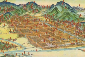 Хацусабуро Ёсида. Карта Киото с высоты птичьего полета. 1947