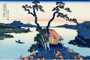 Кацусика Хокусай. Тридцать шесть видов Фудзи: № 44. Озеро Сувако в провинции Синано
